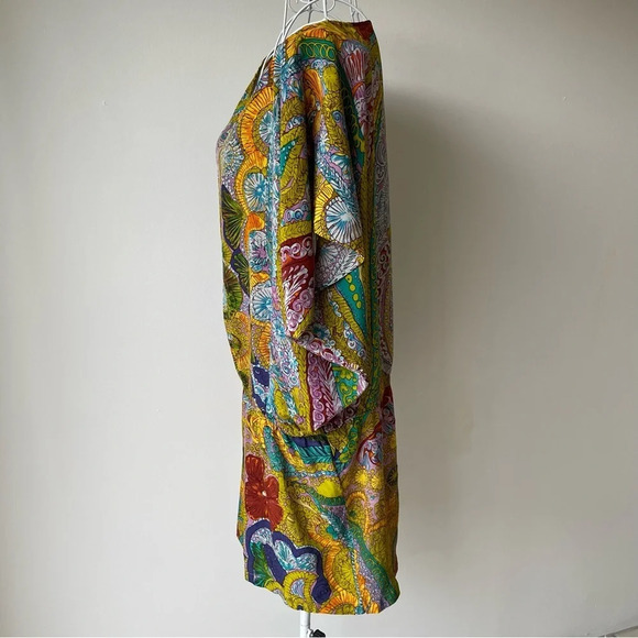 Bianca Coletti silk dropped elastic waist dolman sleeve mini beach dress S - Picture 5 of 8